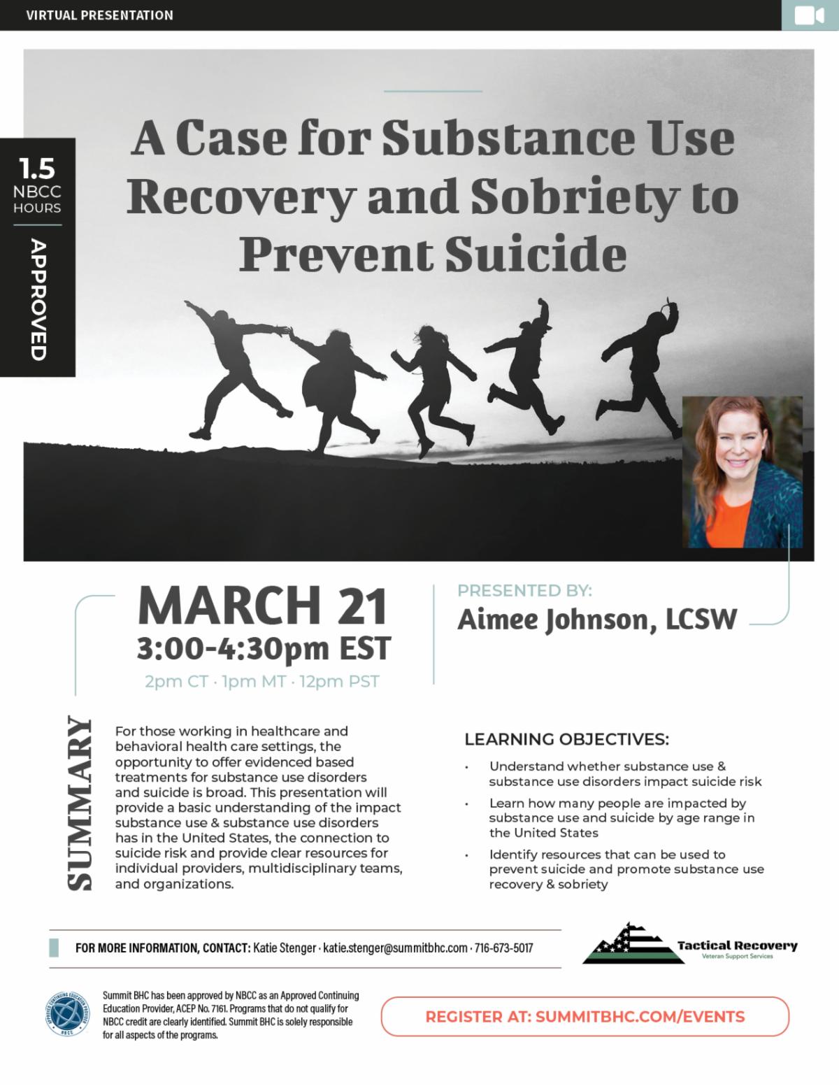 A Case for Substance Use Recovery and Sobriety to Prevent Suicide