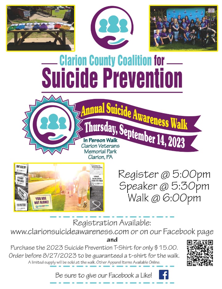 Clarion County Suicide Awareness Walk