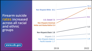 Annual firearm suicide rates and counts, by race and ethnicity — United States, 2019–2022