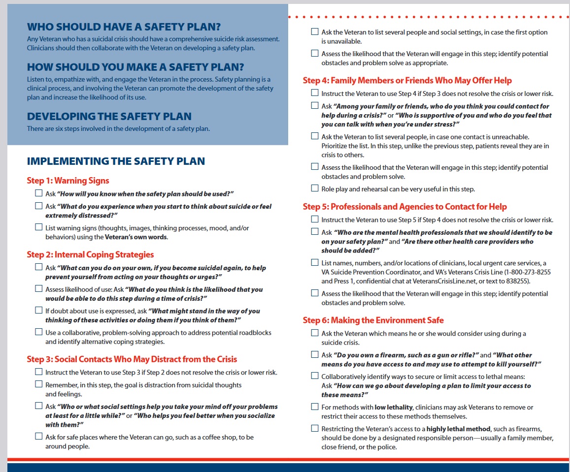 Safety Plan for Clinicians